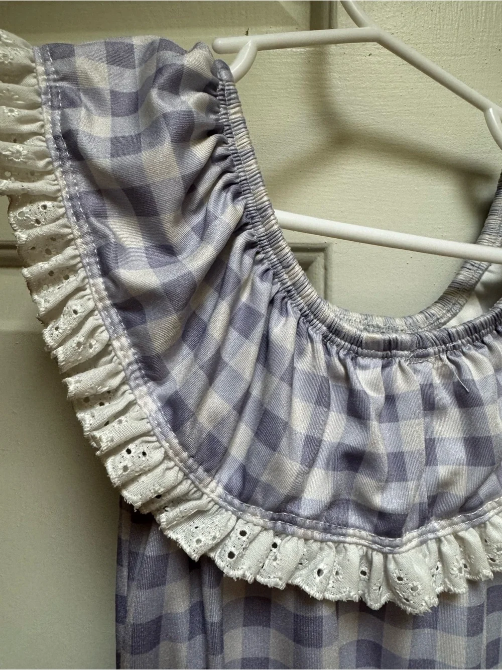 Wildling WDW 3T Gingham Check Swim Purple White Eyelet lace Ruffle & Tie Girls 3 - Picture 6 of 13